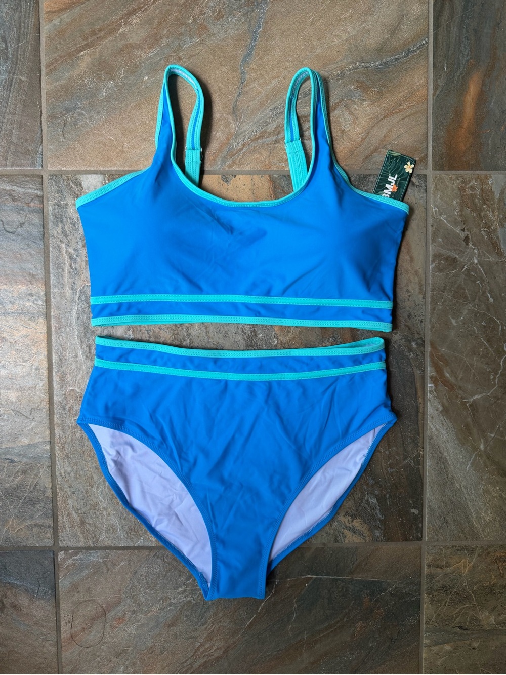 BMJL Women's High Waisted Bikini Set NWT Sporty Two Piece Swimsuits Color Block
